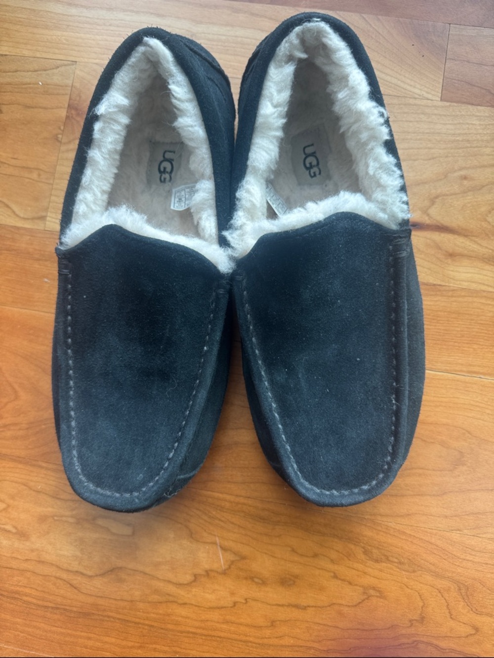 UGG MEN'S ASCOT SLIPPER SUEDE WOOL COMFORT LOAFER SHOE SIZE US 9 ~ BLACK